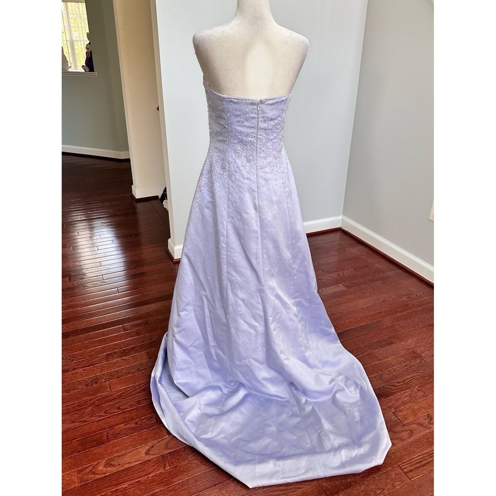Vintage 2000s Strapless Beaded Embellished Lilac Purple Gown Dress Size 8 - Picture 8 of 12